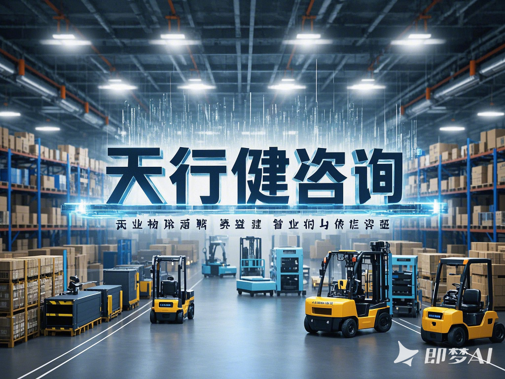 _請為我創(chuàng)作一個場景，描述一個包含精益物流，供應(yīng)鏈管理的場景。畫作應(yīng)具有內(nèi)容清晰可見的元素，細節(jié)豐富，具有真實感的渲染。整個畫面應(yīng)具有UHD 4K的高細節(jié)。_ 圖片上的_天行健咨詢_logo字體清晰。.png